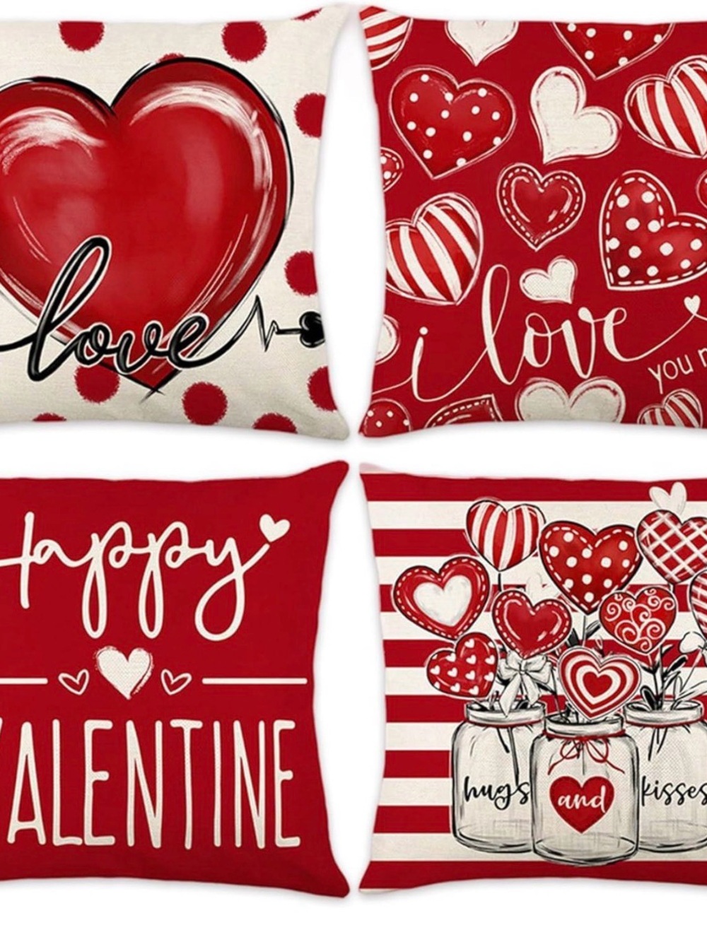 Valentine's Red Heart Decorative Throw Pillow Set - Unbranded